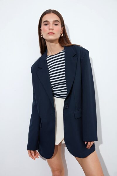 Lacivert Oversize Blazer Ceket