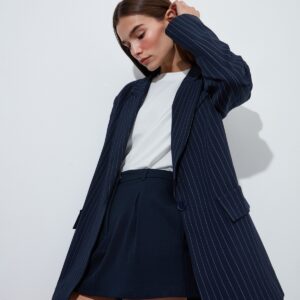 Lacivert Çizgili Blazer Ceket