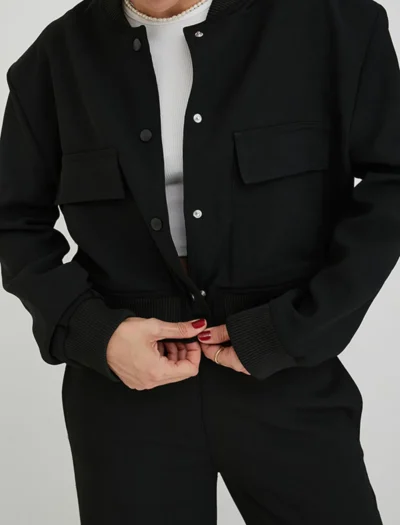 Siyah Cepli Bomber Ceket - Görsel 4