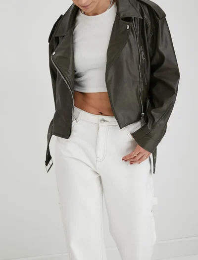 Haki Crop Deri Ceket