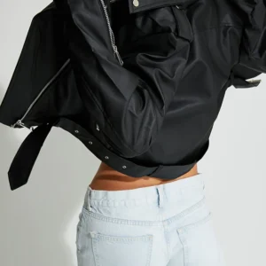 Siyah Slim Fit Deri Ceket